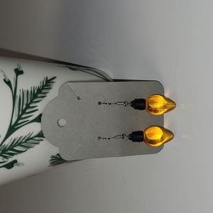 Christmas Light Earrings, pierced, yellow / orange - ish